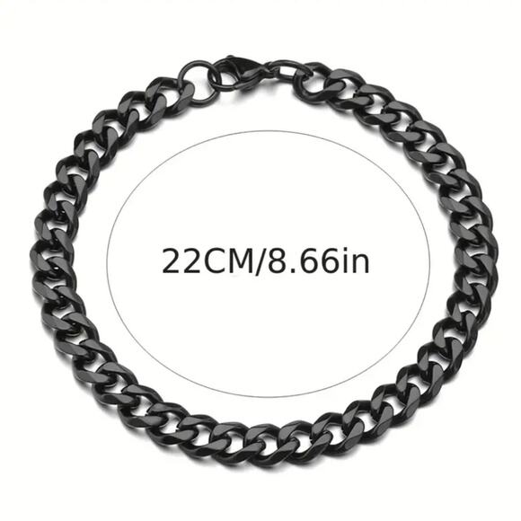 Men's black stainless steel chunky curb chain bracelet - Picture 5 of 5